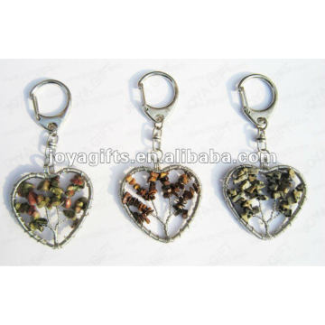 Heart shape Gemstone keychain,gemstone pendant keyrings,stone key chain